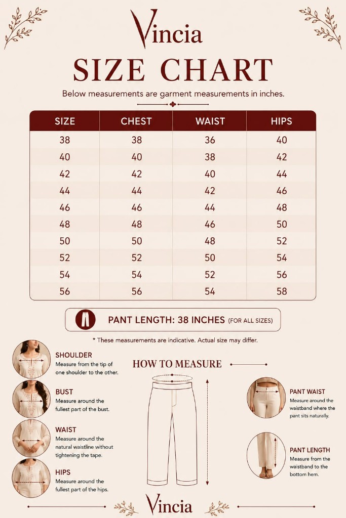 Vincia size chart