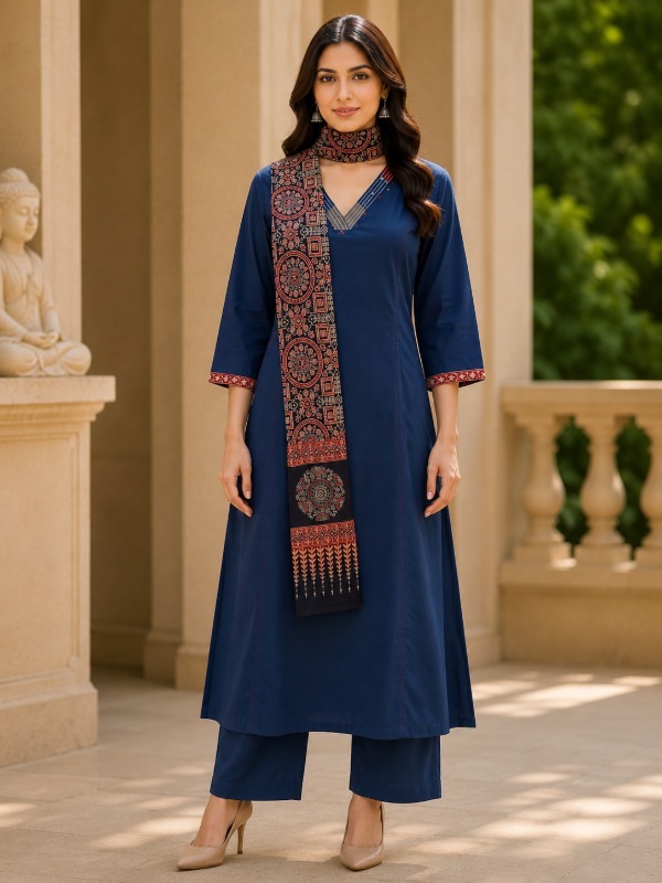 Saanjh Pocket Kurta Pant Dupatta Suit