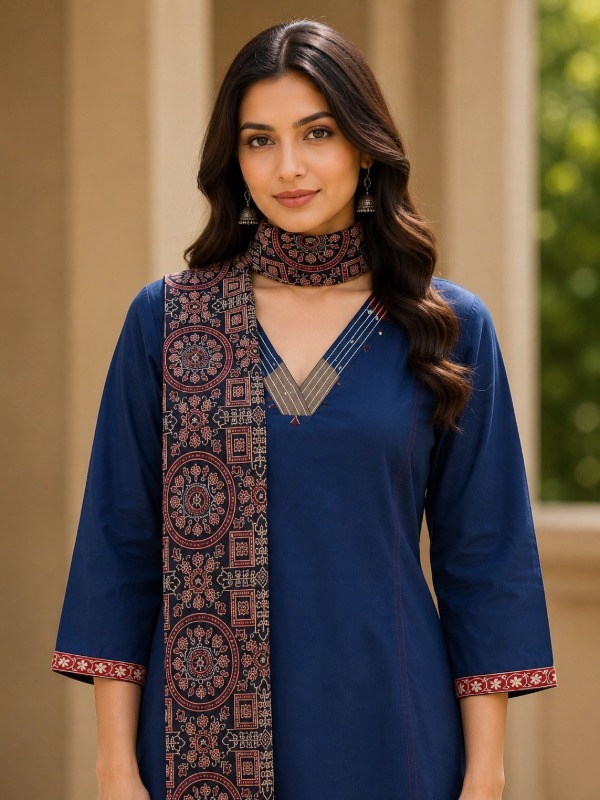 Saanjh Pocket Kurta Pant Dupatta Suit