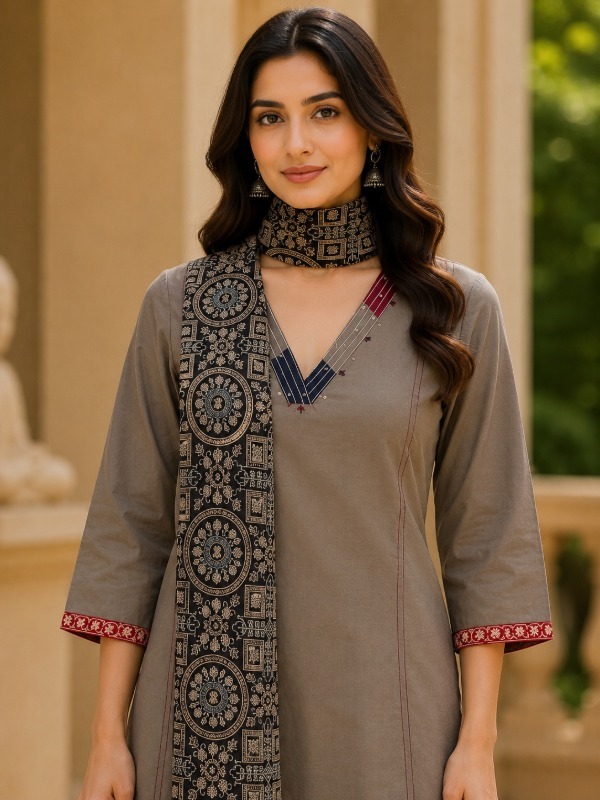 Saanjh Pocket Kurta Pant Dupatta Suit