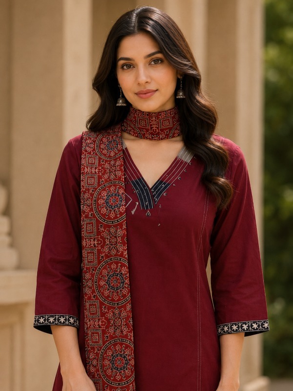 Saanjh Pocket Kurta Pant Dupatta Suit
