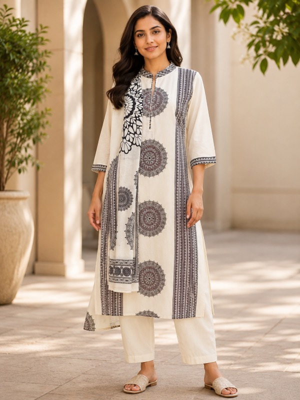 Kala Mandala Printed Kurta Pant Dupatta Set