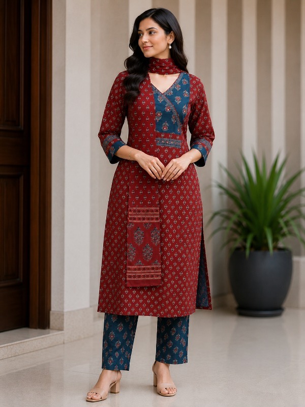 Maroon Mosaic Dupatta Set