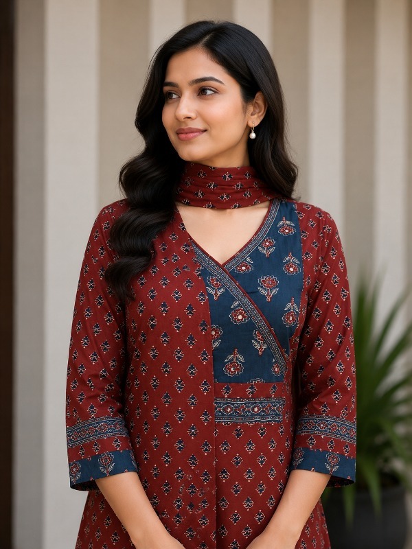 Maroon Mosaic Dupatta Set