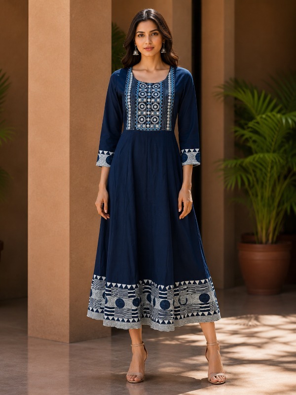 Navy Blue Heritage Anarkali