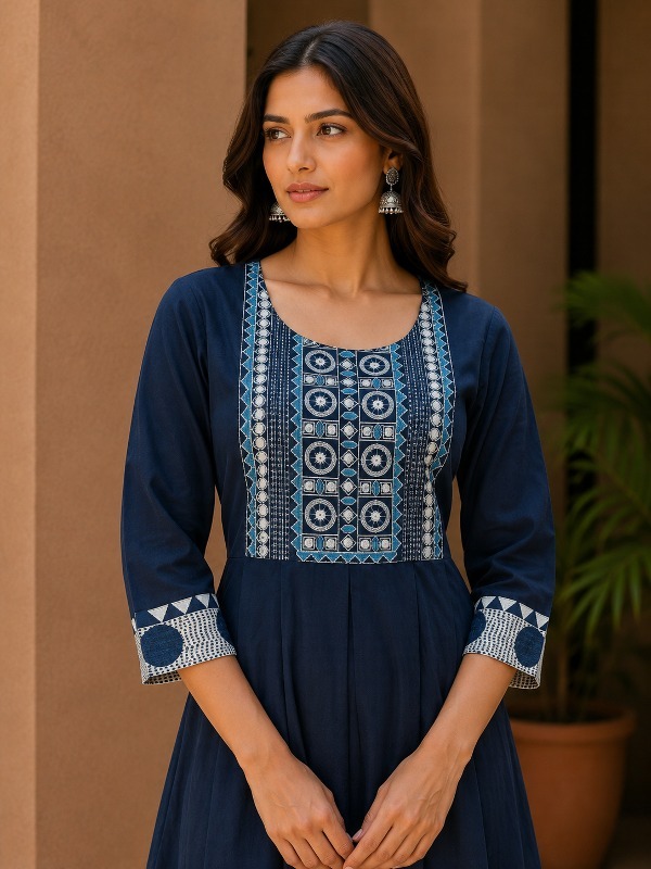 Navy Blue Heritage Anarkali