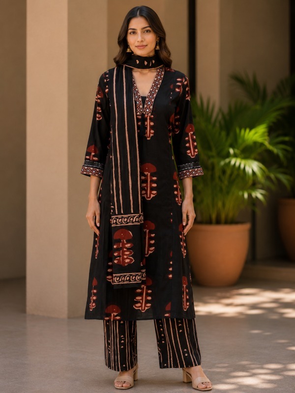 Mrittika Leaf Dupatta Set