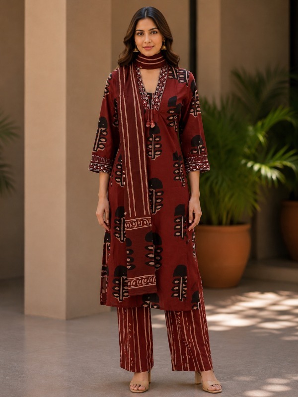 Mrittika Leaf Dupatta Set
