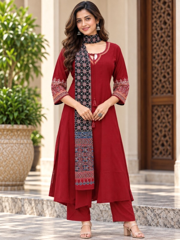 Dori Print Craft Dupatta Set