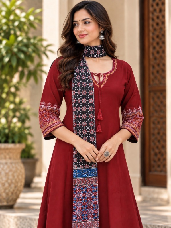 Dori Print Craft Dupatta Set