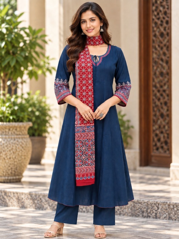 Dori Print Craft Dupatta Set