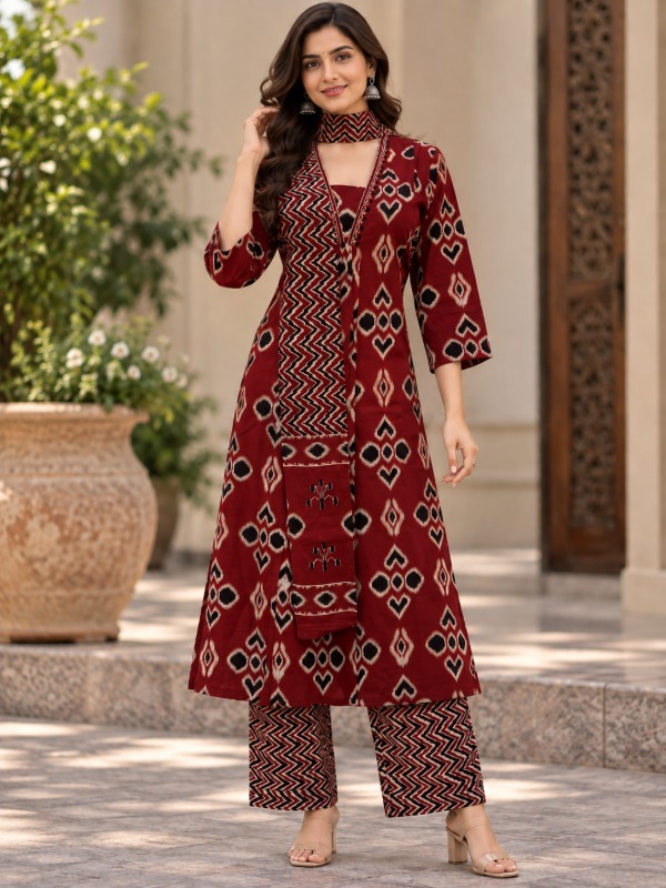 Ikkat Rhythm Dupatta Set