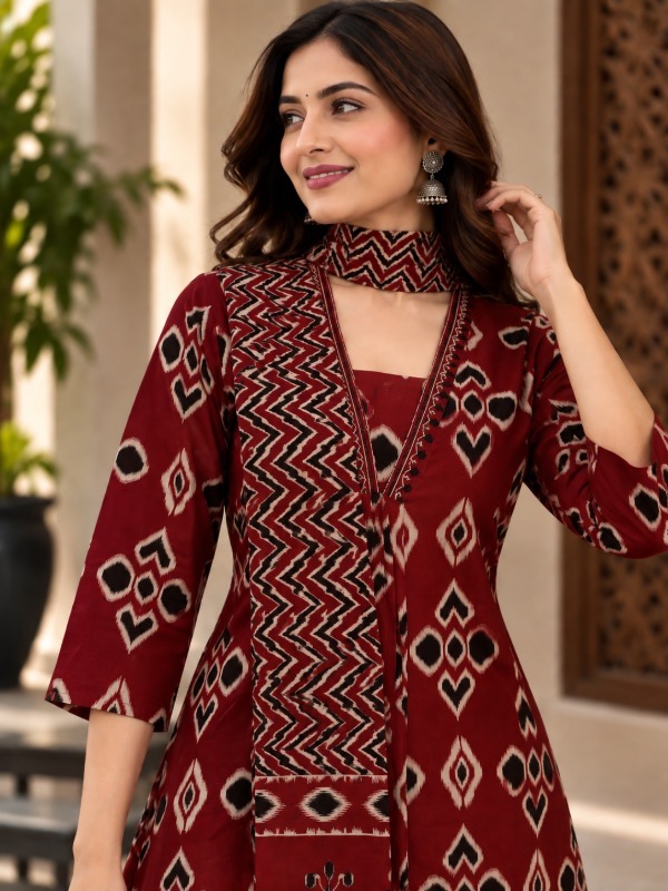 Ikkat Rhythm Dupatta Set