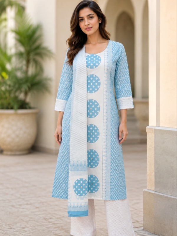 Blue Orbit Dupatta Set
