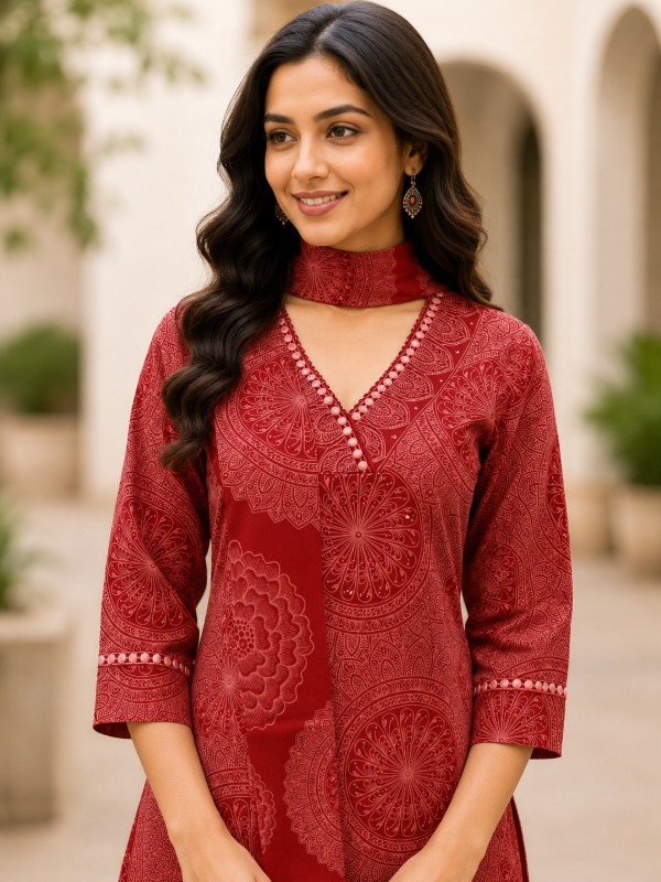 Celestial Mandala Printed Kurta Pant Duppata Set
