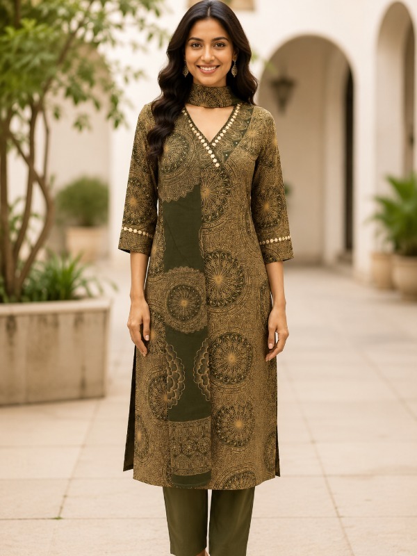 Celestial Mandala Printed Kurta Pant Duppata Set