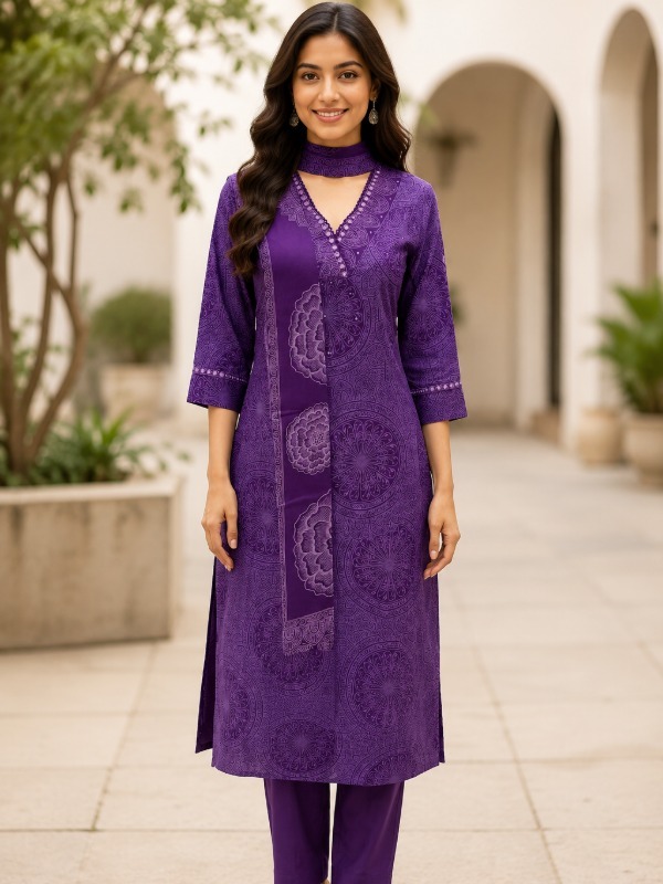 Celestial Mandala Printed Kurta Pant Duppata Set
