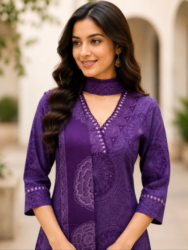 Celestial Mandala Printed Kurta Pant Duppata Set