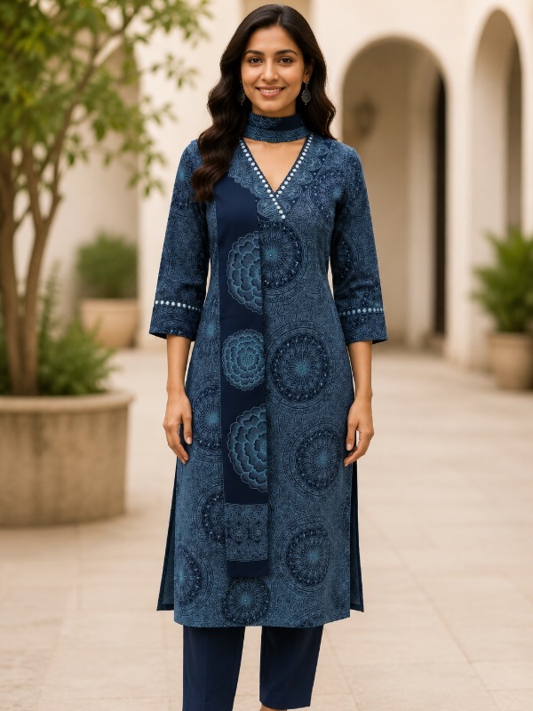 Celestial Mandala Printed Kurta Pant Duppata Set