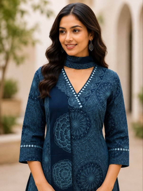 Celestial Mandala Printed Kurta Pant Duppata Set