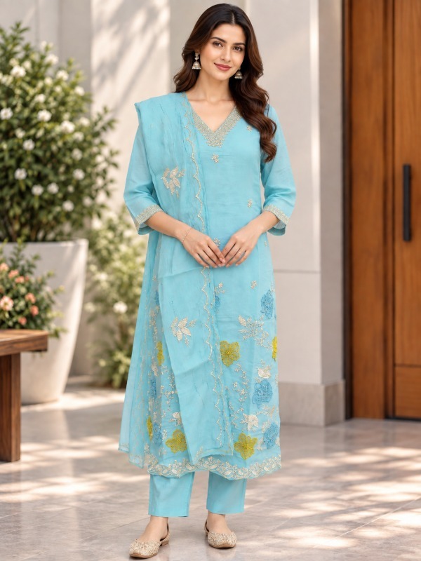 Meadow Embrace Embroidered Dupatta Set