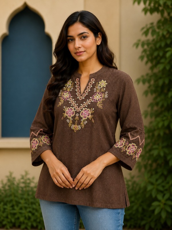 Phoojadi Embroidered Shortop