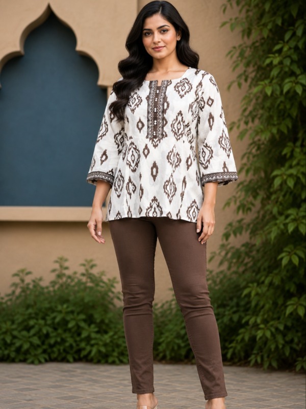 Ikkat printed Short Top