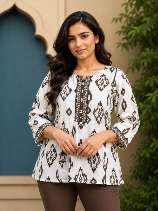 Ikkat printed Short Top