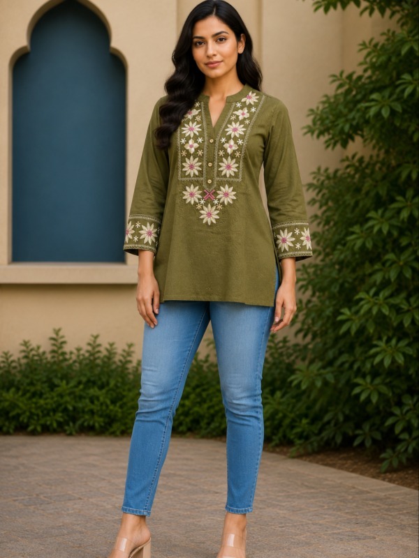 Push valli Embroidery short top