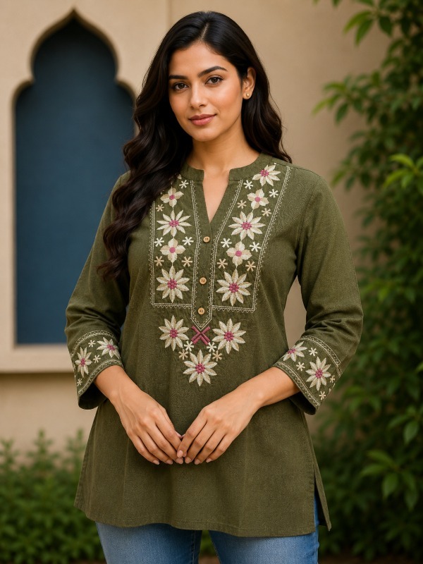 Push valli Embroidery short top