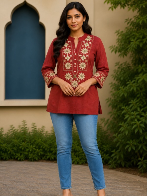 Push valli Embroidery short top