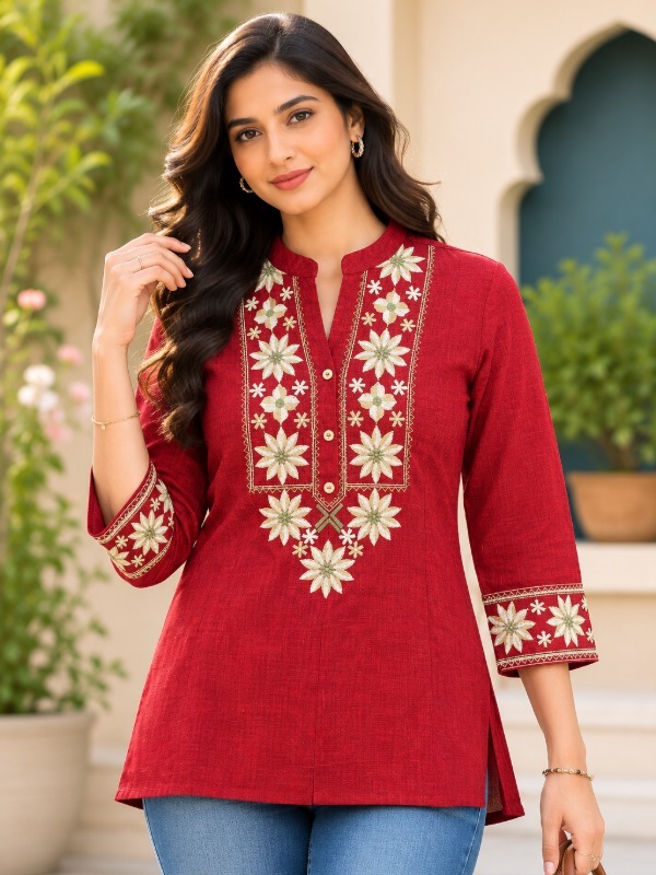 Push valli Embroidery short top