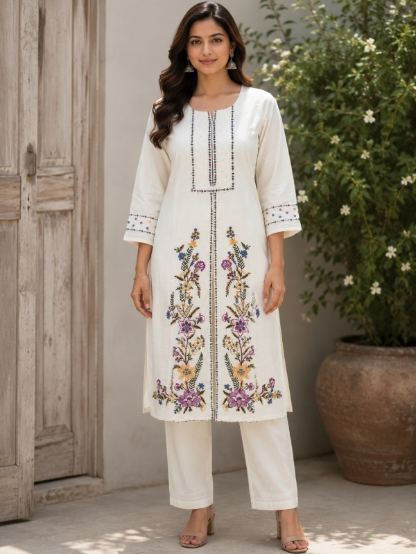 Ivory Wildflower Dupatta Set