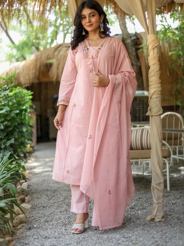 Elegant Floral Yoke Dupatta Set