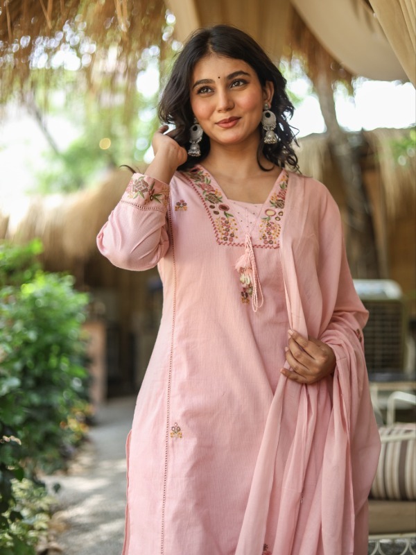 Elegant Floral Yoke Dupatta Set