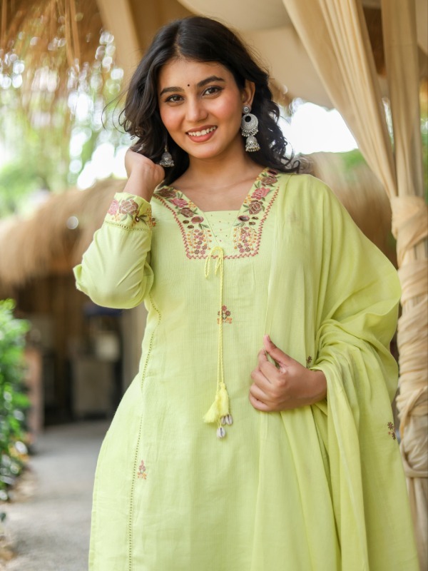 Elegant Floral Yoke Dupatta Set
