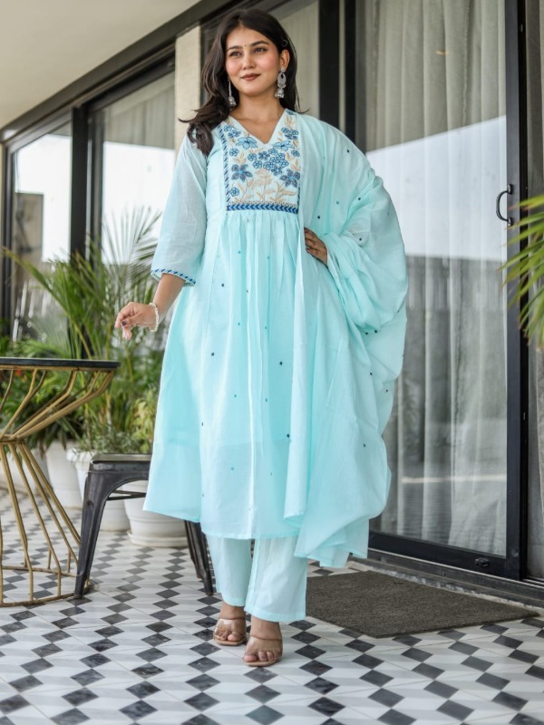 Ruhani Floral Pure Mul Cotton set