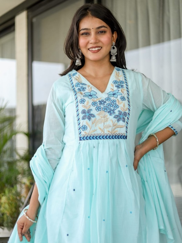 Ruhani Floral Pure Mul Cotton set