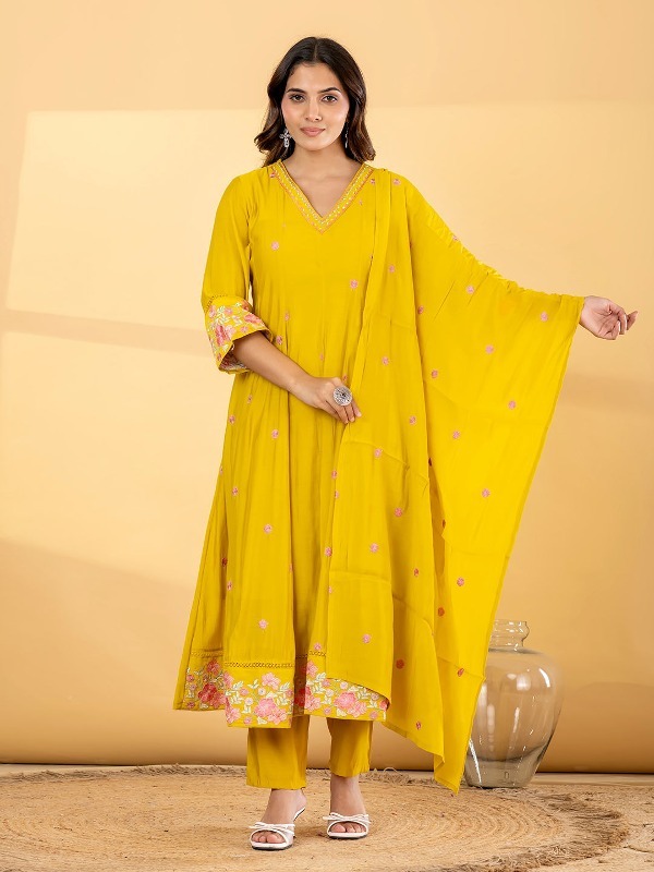 Peeli Gulabkari Dupatta Set