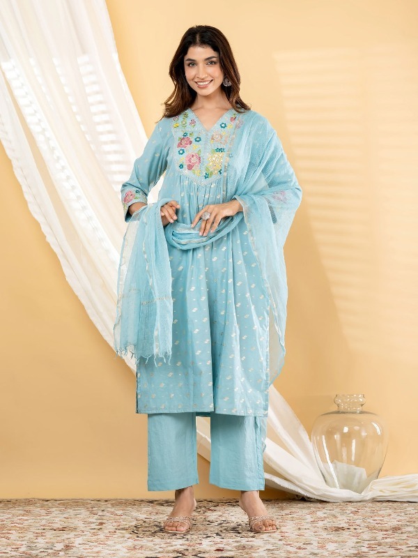 Neel Meenakari Dupatta Set