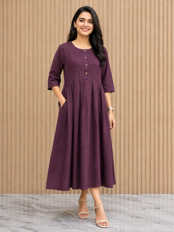 Wine Box Pleated Frock