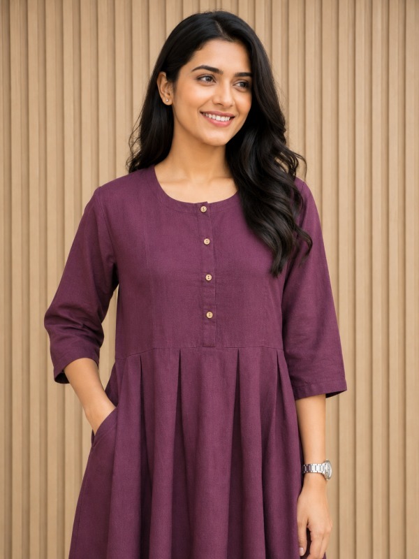 Wine Box Pleated Frock