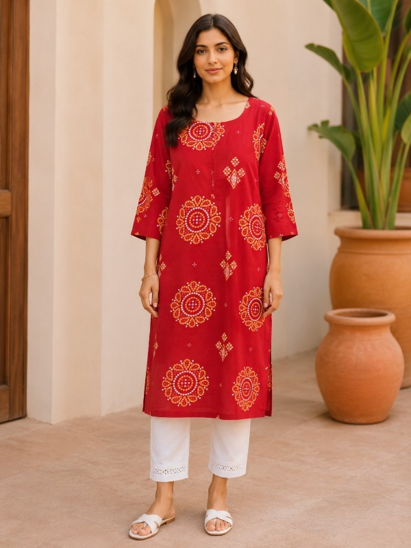 Vincia Bandhani Print Kurta