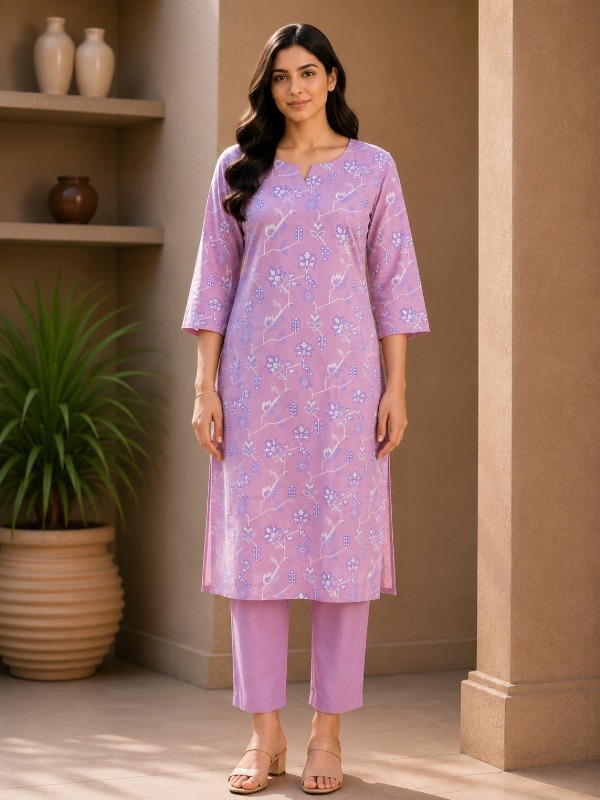 Floral Network Print Kurta & Pant Set