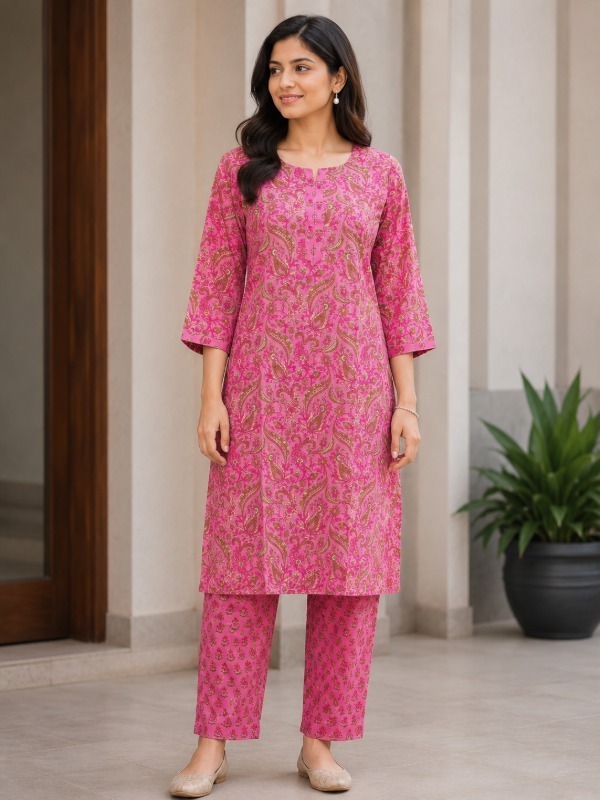 Pink Garden Kurta & Pant Set