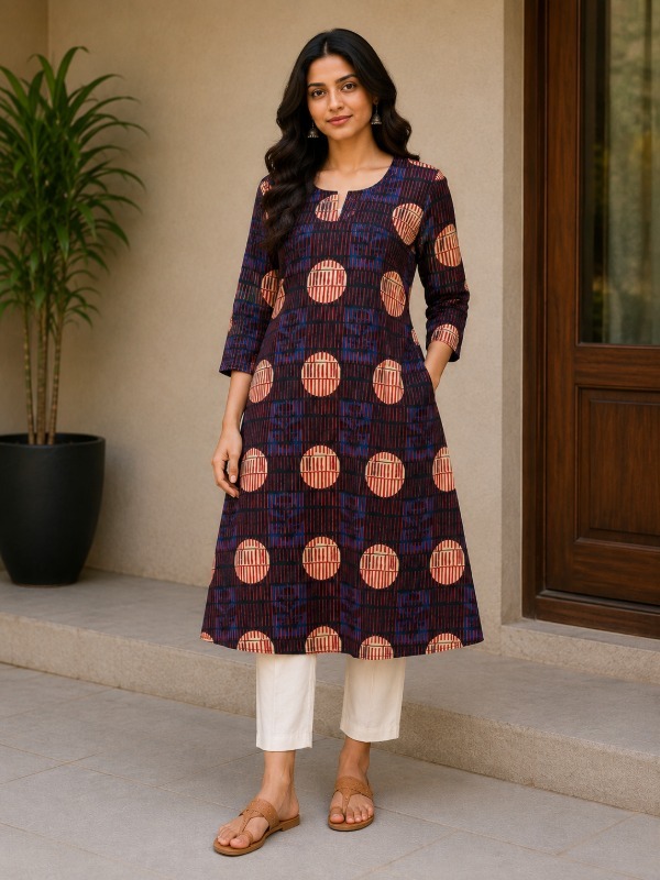 Circle Lines A-line Pocket kurta