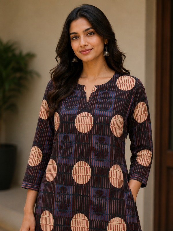 Circle Lines A-line Pocket kurta