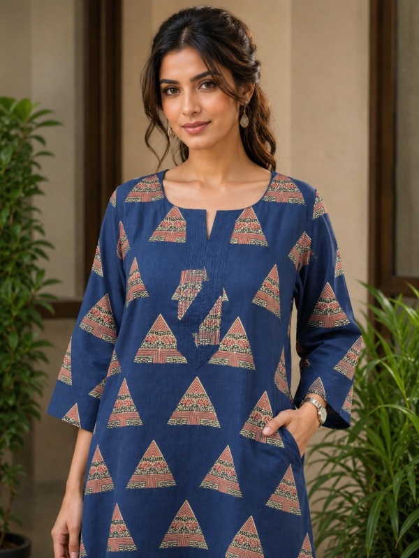 Vincia Triangle print A-line Pocket Kurta