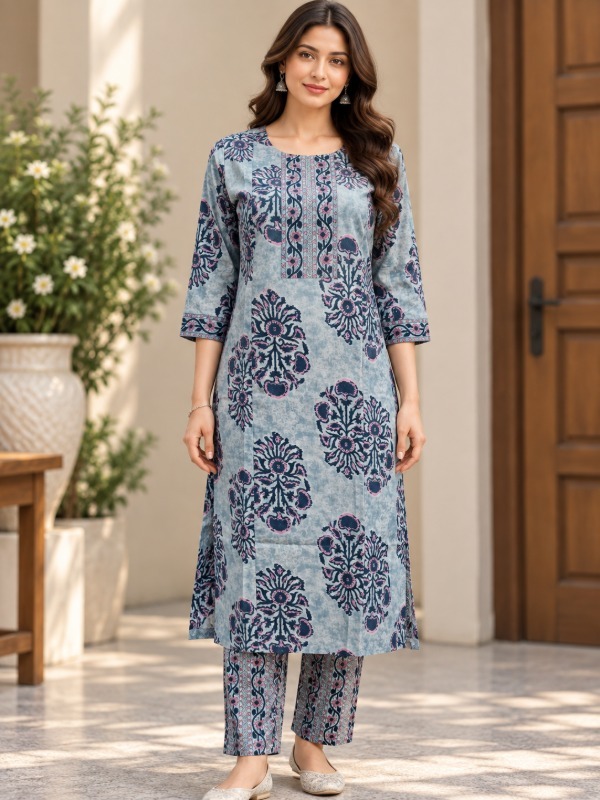 Persian Floral Print Kurta Set