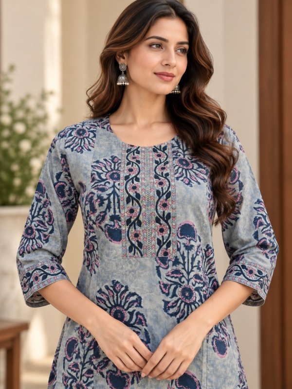 Persian Floral Print Kurta Set